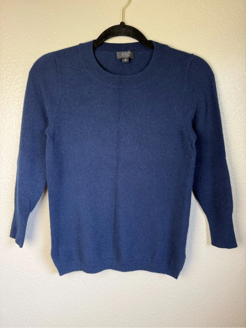 J. Crew Blue Cashmere 3/4 Sleeve Pullover Sweater Size XS